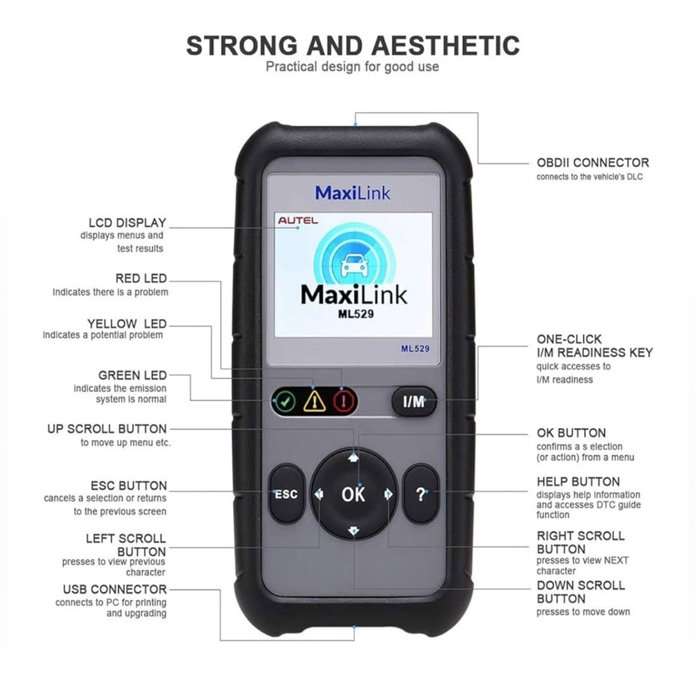 Autel ML529 Code Reader OBD II MaxiLink Professional Auto Diagnostic Scanner - Picture 6 of 7